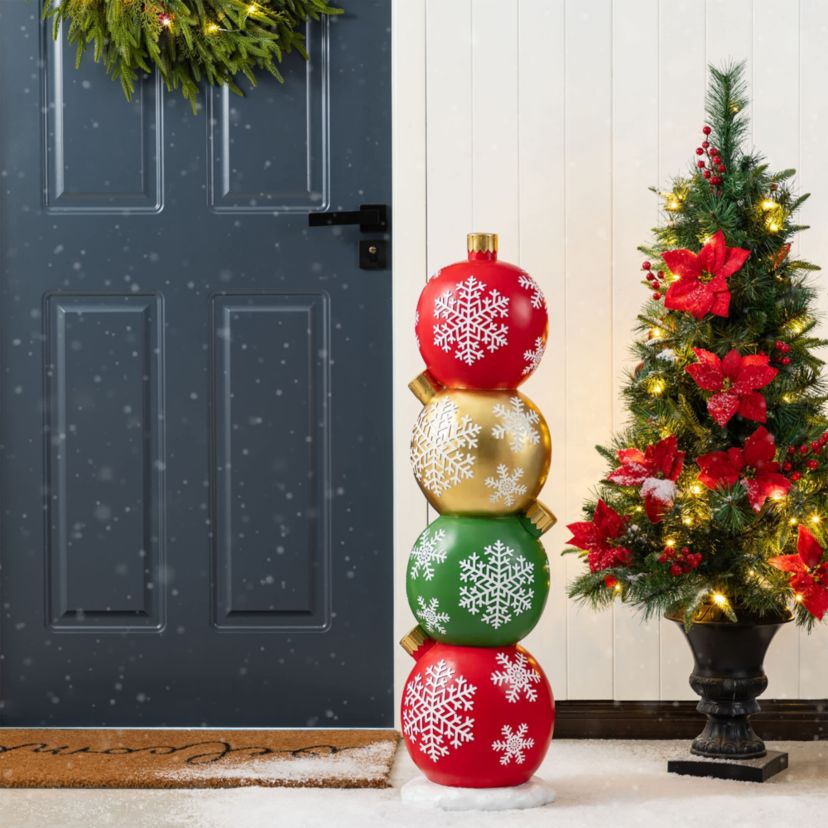 36.25"H Christmas Resin Stacked Ornament Porch Decor