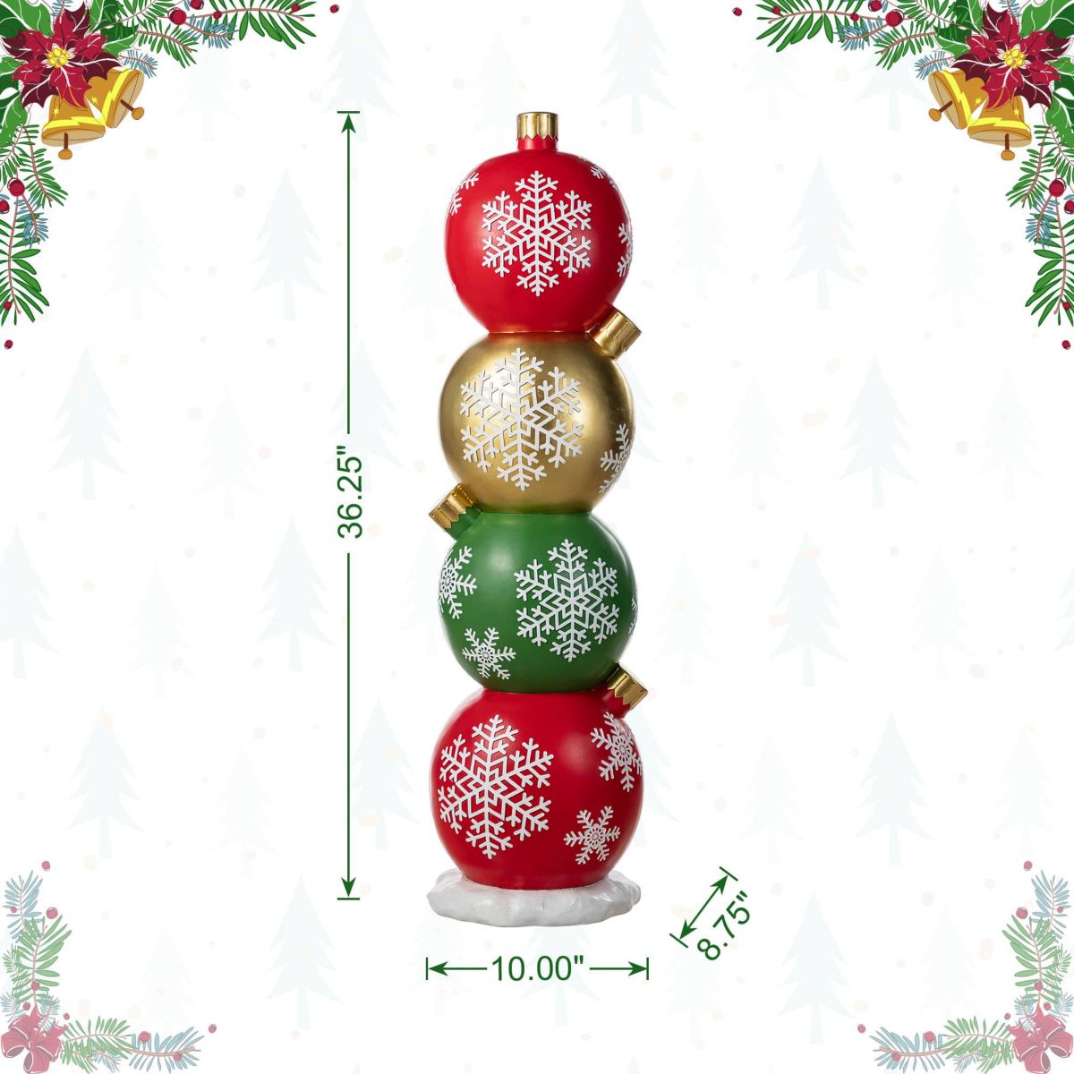 36.25"H Christmas Resin Stacked Ornament Porch Decor