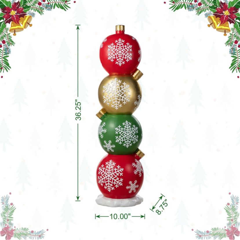 36.25"H Christmas Resin Stacked Ornament Porch Decor