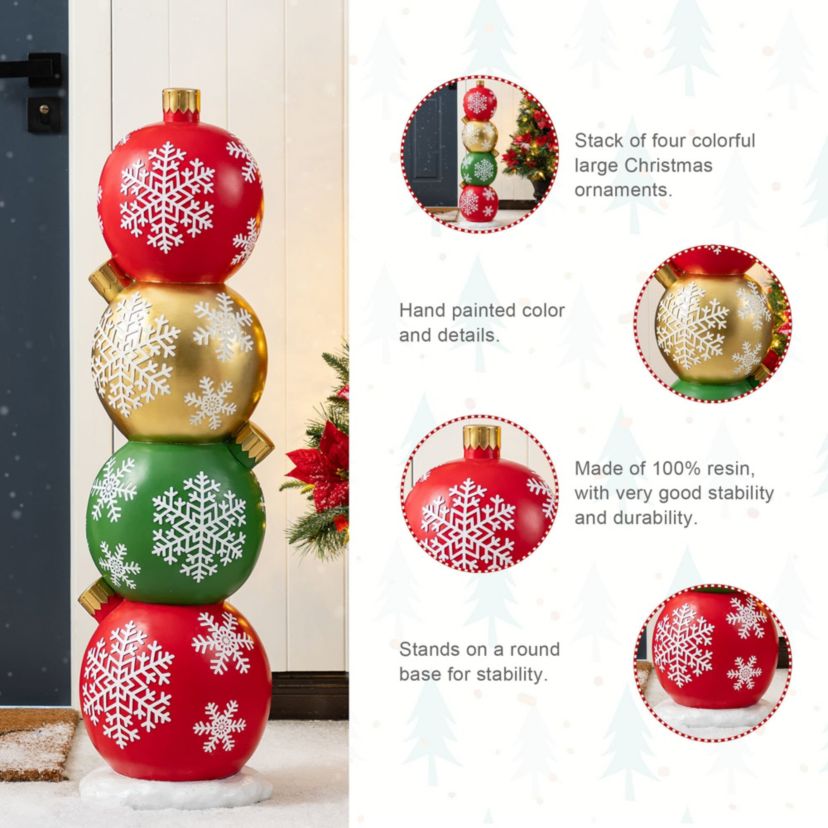 36.25"H Christmas Resin Stacked Ornament Porch Decor