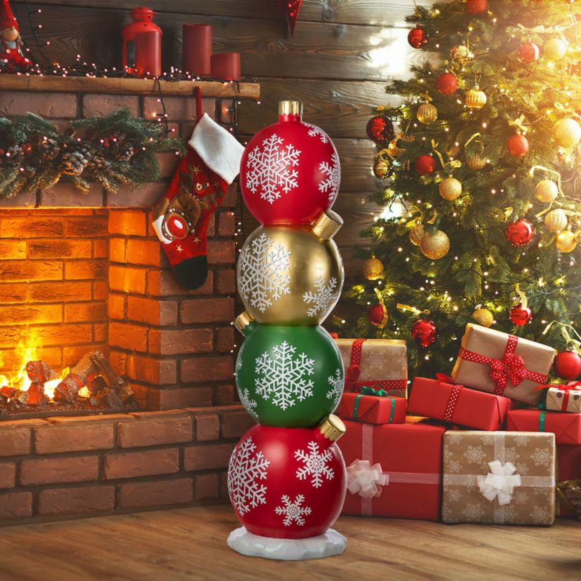 36.25"H Christmas Resin Stacked Ornament Porch Decor