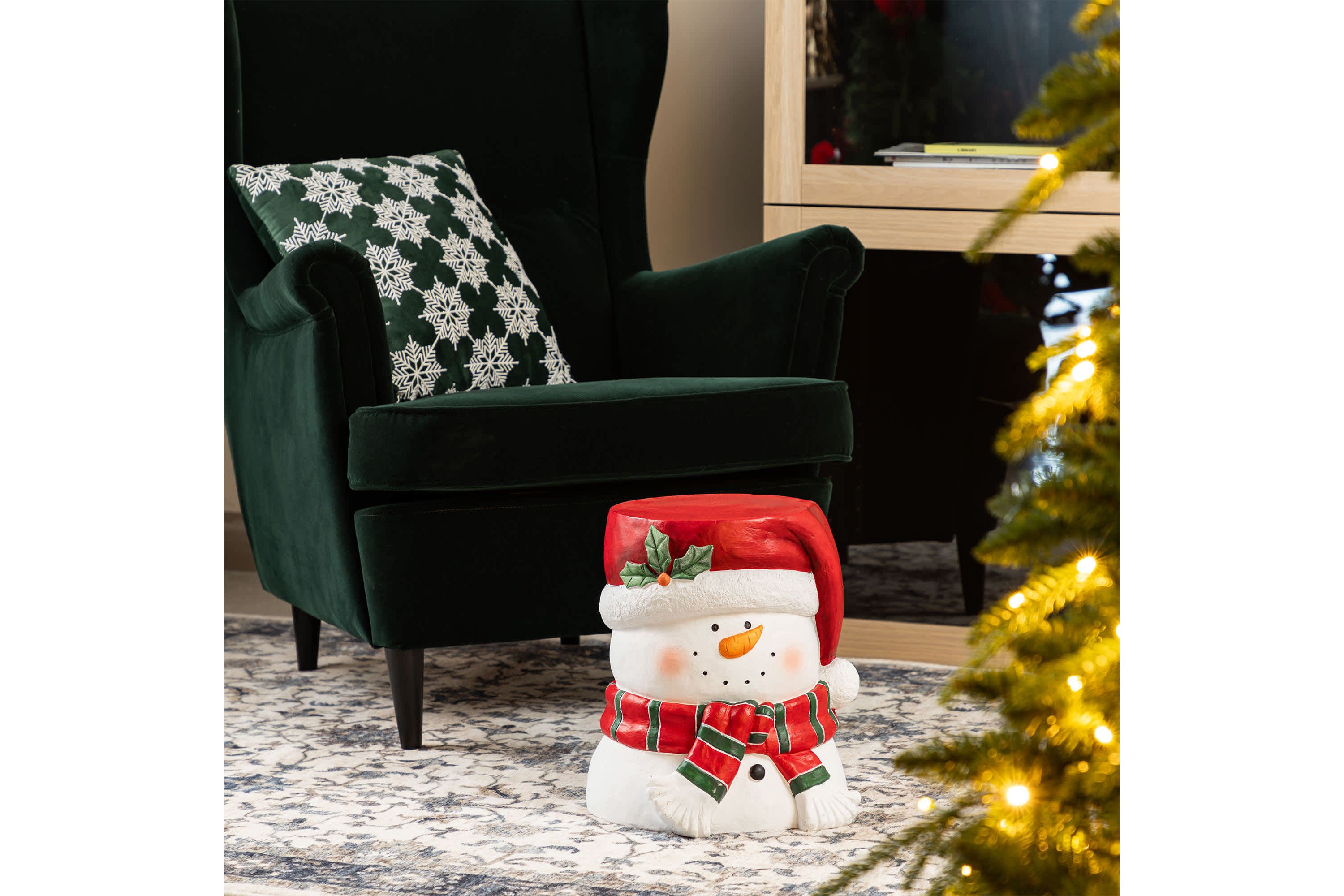 14.25"H Christmas MGO Snowman Stool or Accent Table
