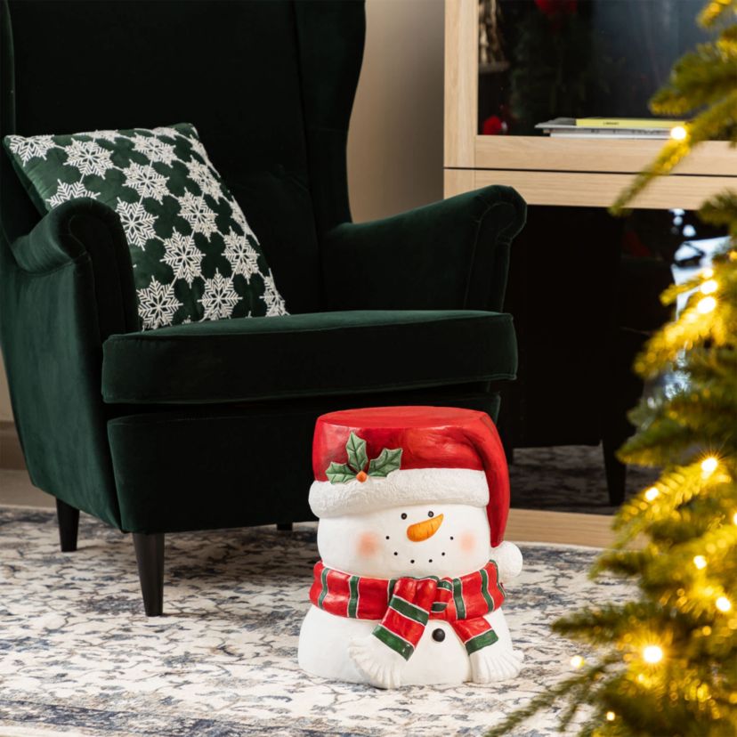 14.25"H Christmas MGO Snowman Stool or Accent Table