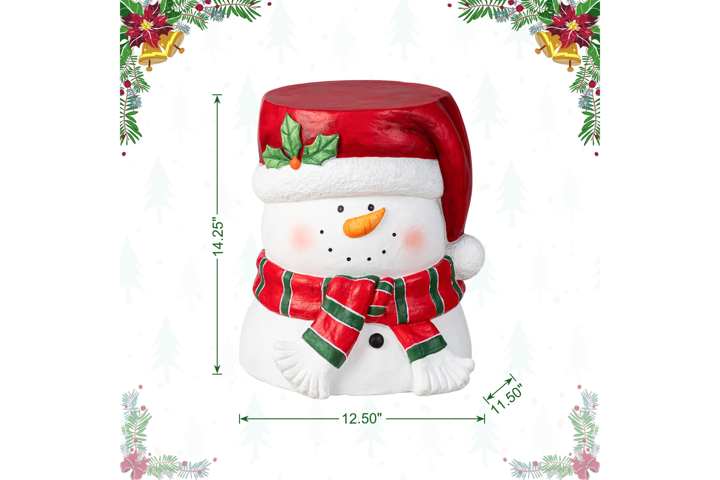 14.25"H Christmas MGO Snowman Stool or Accent Table