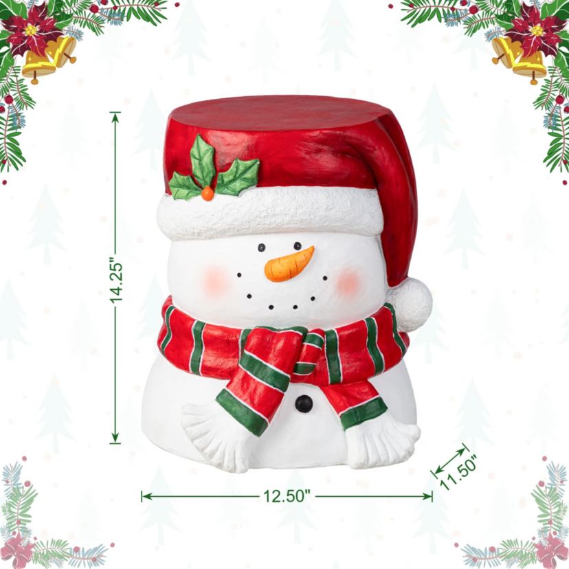 14.25"H Christmas MGO Snowman Stool or Accent Table