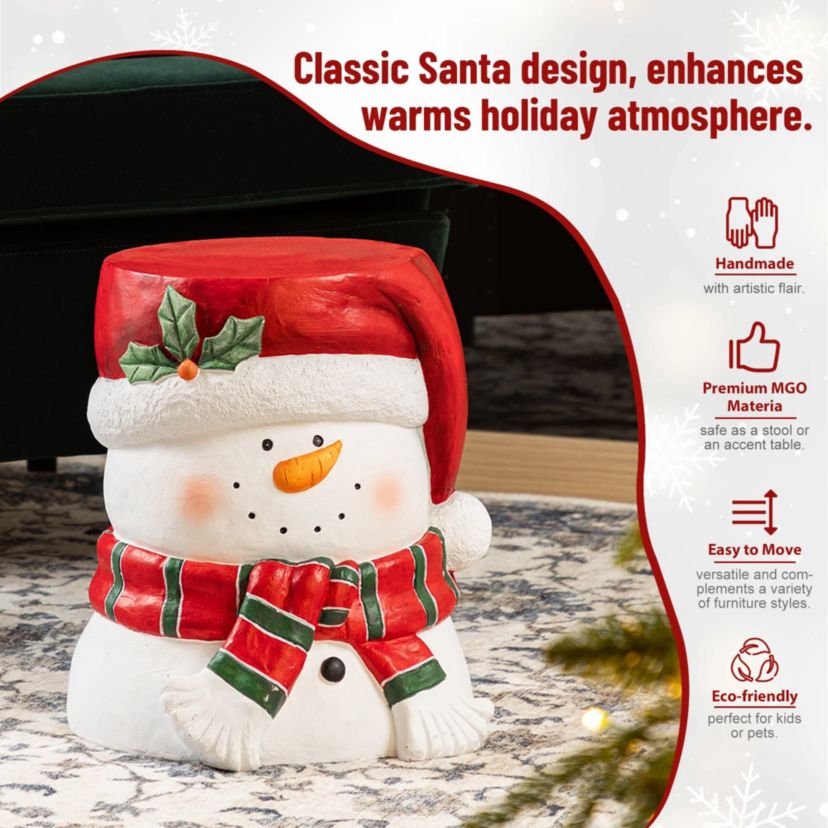 14.25"H Christmas MGO Snowman Stool or Accent Table