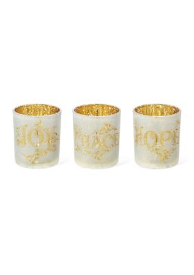 Glitzhome Set Of 3 Nativity Glass Votive/pillar Candle Holders