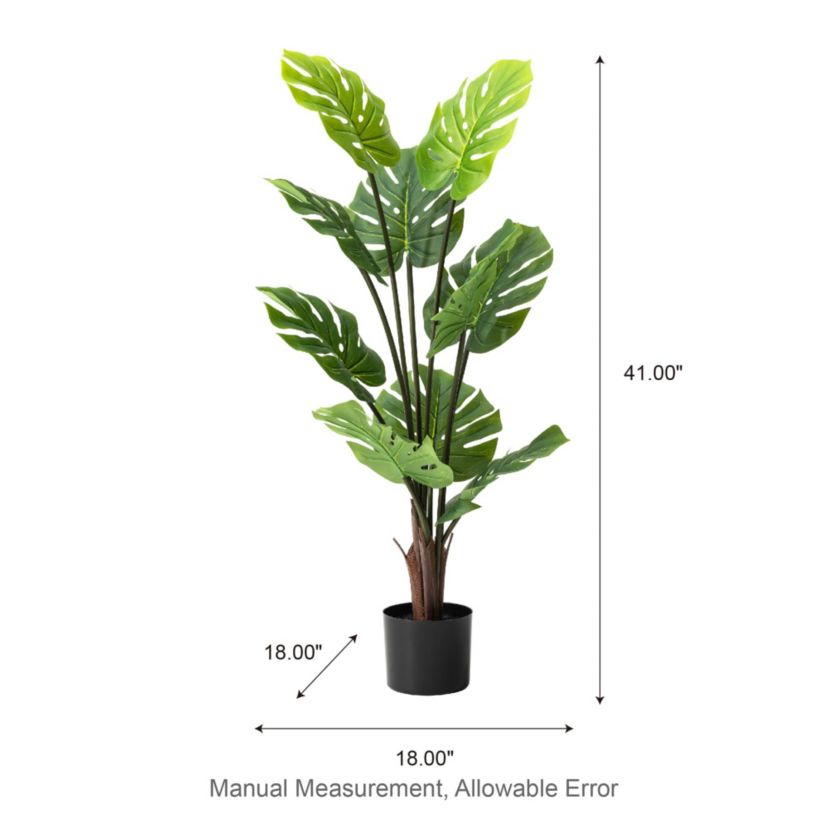 3.5ft. Faux Monstera deliciosa Liebm in PotOverall: 18.00"L X 18.00"W X 41.00"HPot Size：6"D X 5"H