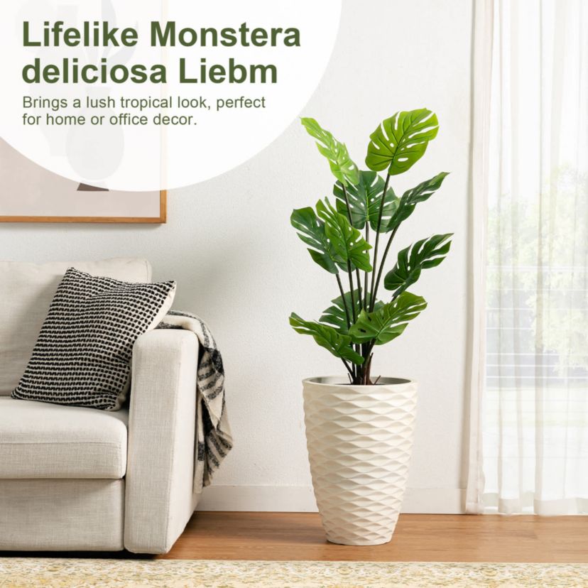 3.5ft. Faux Monstera deliciosa Liebm in PotOverall: 18.00"L X 18.00"W X 41.00"HPot Size：6"D X 5"H