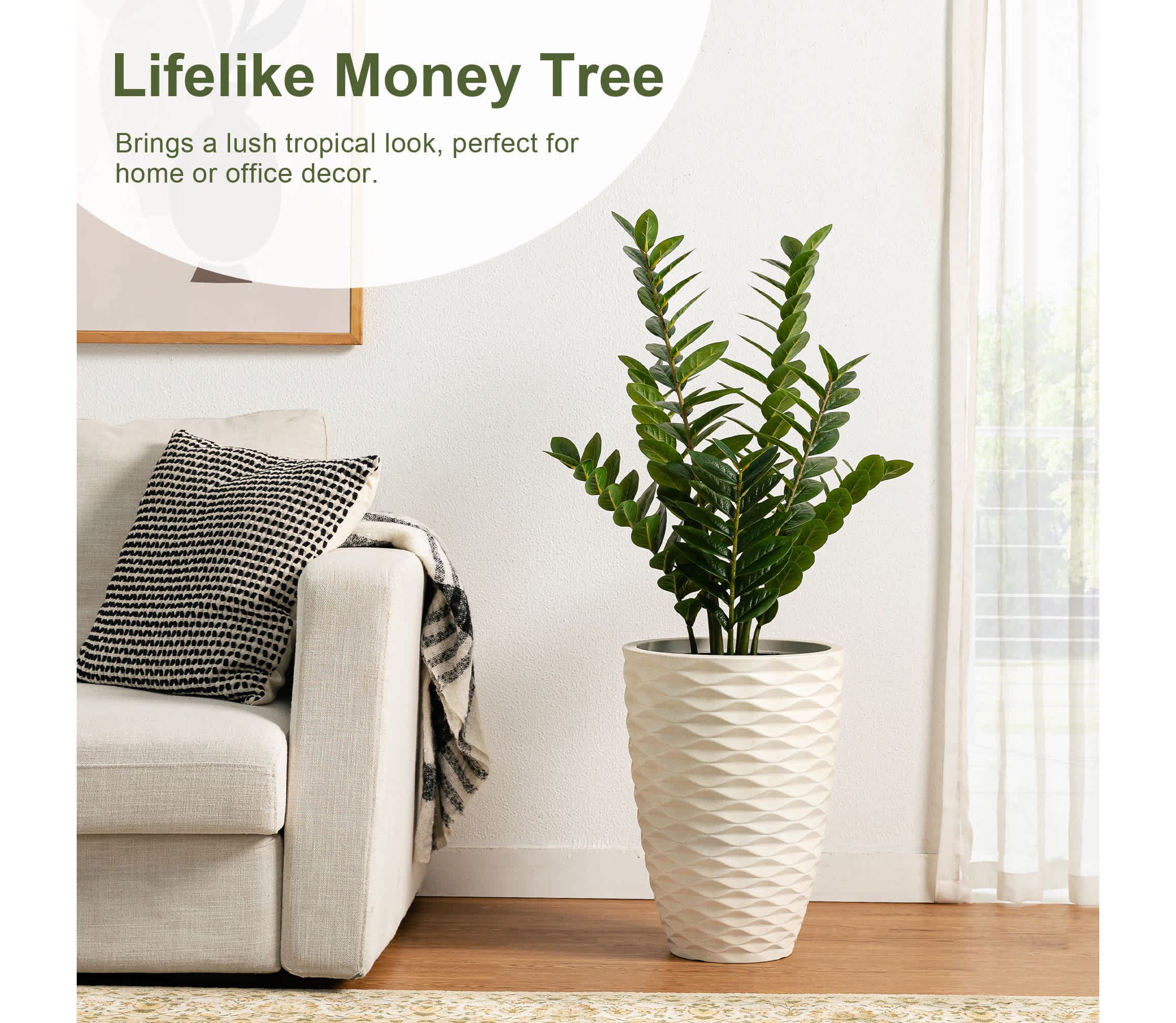 2.75ft. Faux  Money Tree in PotOverall: 17.00"L X 17.00"W X 33.00"HPot Size：6"D X 5"H