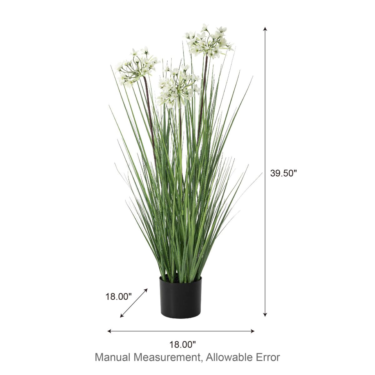 3.25ft. Onion Grass Artificial Plants in PotOverall: 18.00"L X 18.00"W X 39.50"HPot Size：6"D X 5"H
