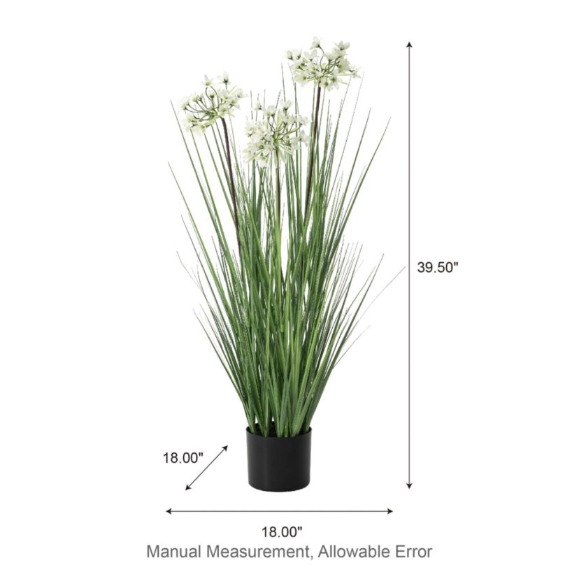3.25ft. Onion Grass Artificial Plants in PotOverall: 18.00"L X 18.00"W X 39.50"HPot Size：6"D X 5"H