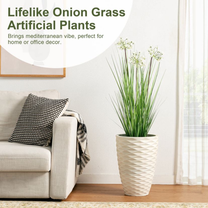 3.25ft. Onion Grass Artificial Plants in PotOverall: 18.00"L X 18.00"W X 39.50"HPot Size：6"D X 5"H