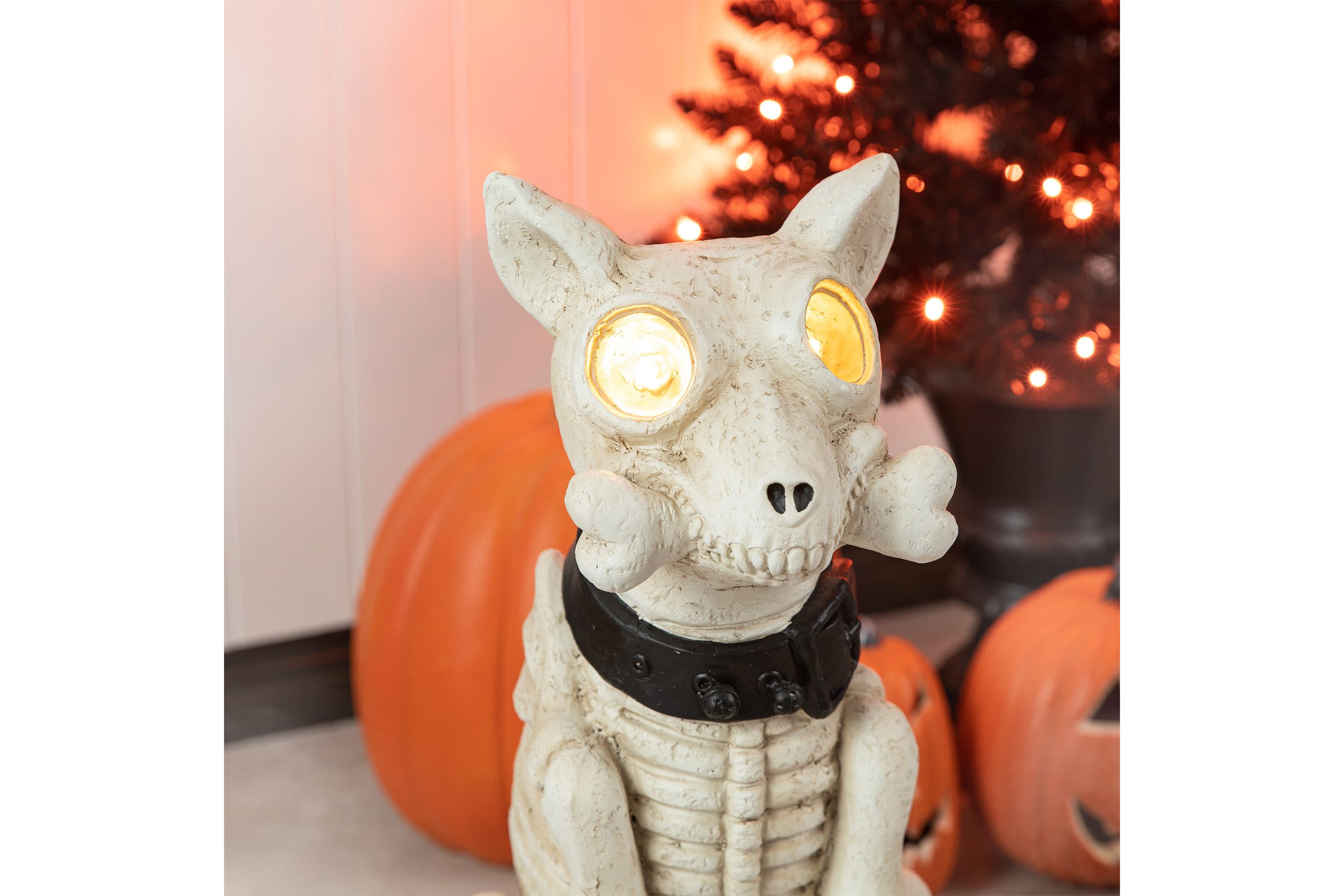 20.50H Ligted Halloween Lighted MGO Skeleton Dog Porch Decor with Timer
