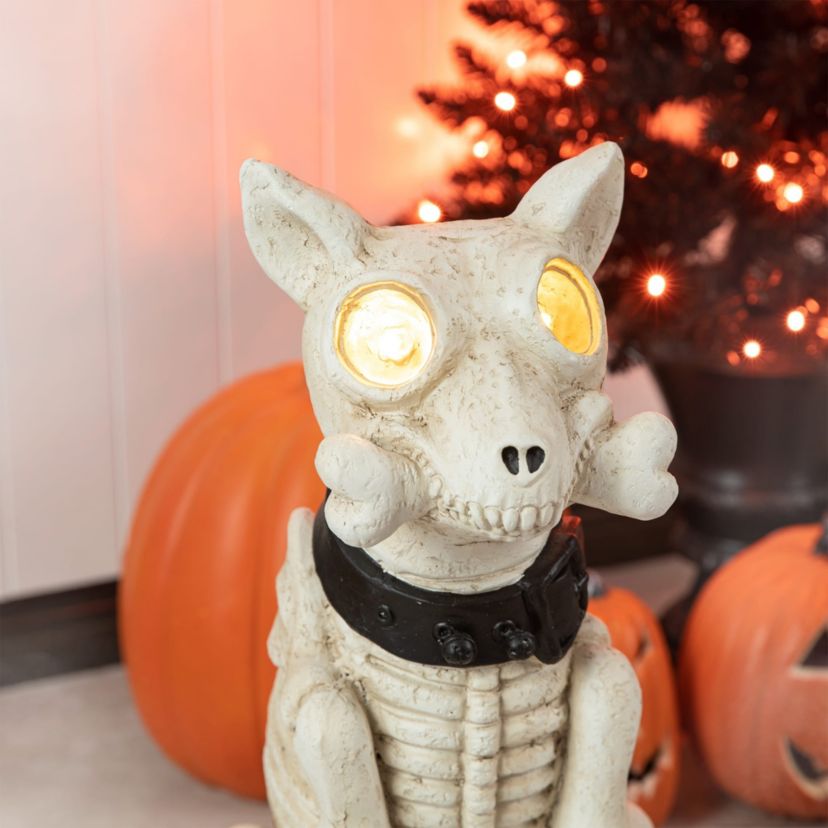 20.50H Ligted Halloween Lighted MGO Skeleton Dog Porch Decor with Timer