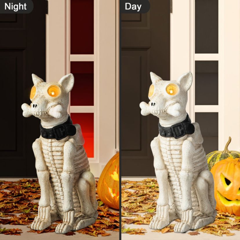 20.50H Ligted Halloween Lighted MGO Skeleton Dog Porch Decor with Timer
