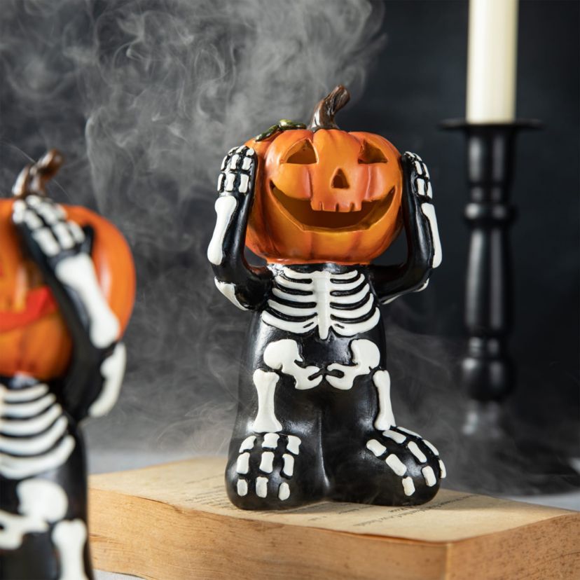 5.75"H Set of 3 Halloween Resin Skeleton Pumpkin Table Decor