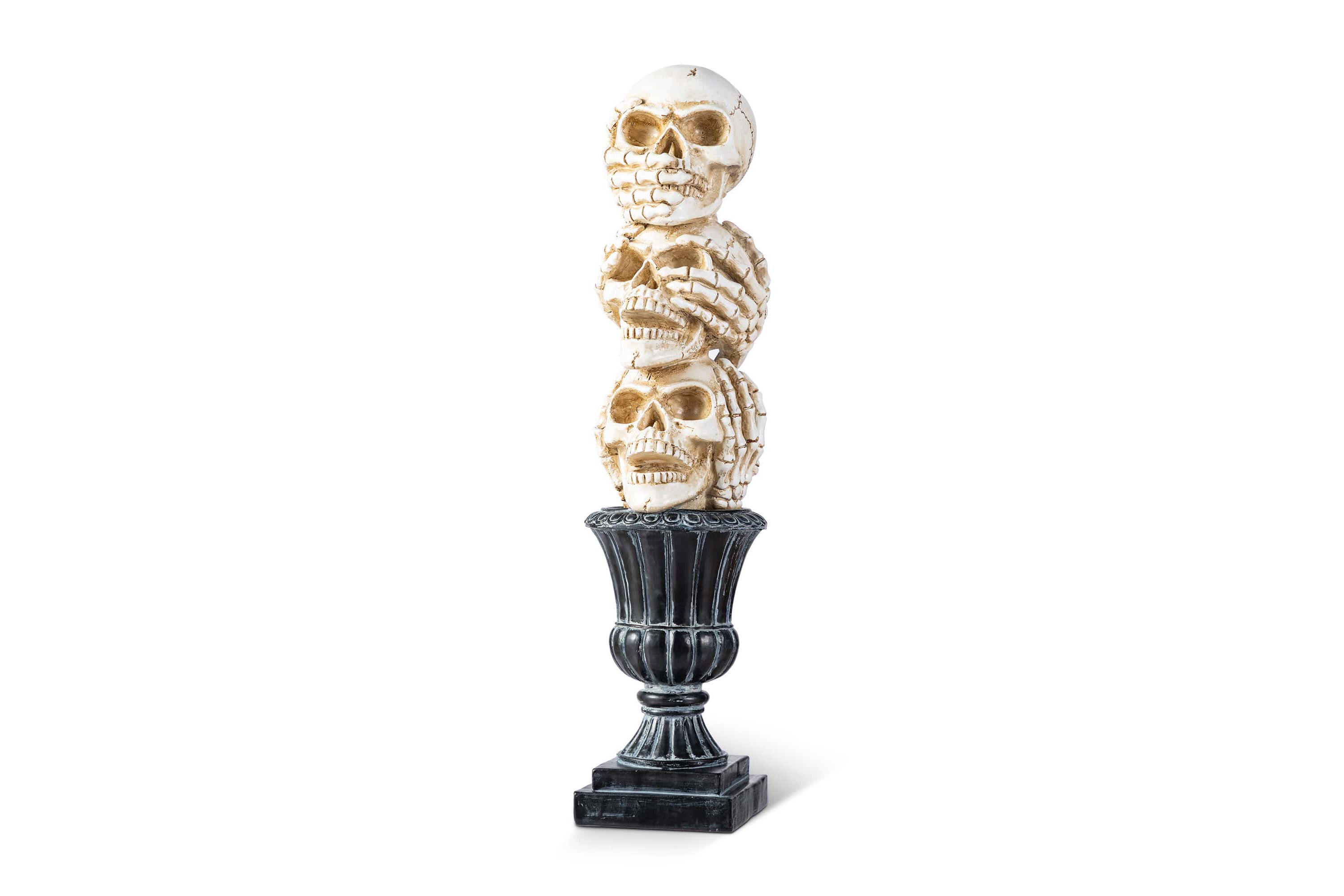 18H Halloween Resin Stacked Skull Table Decor