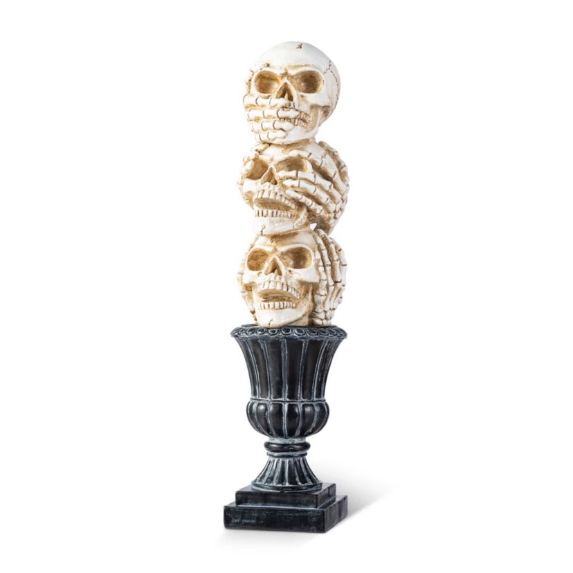 18H Halloween Resin Stacked Skull Table Decor