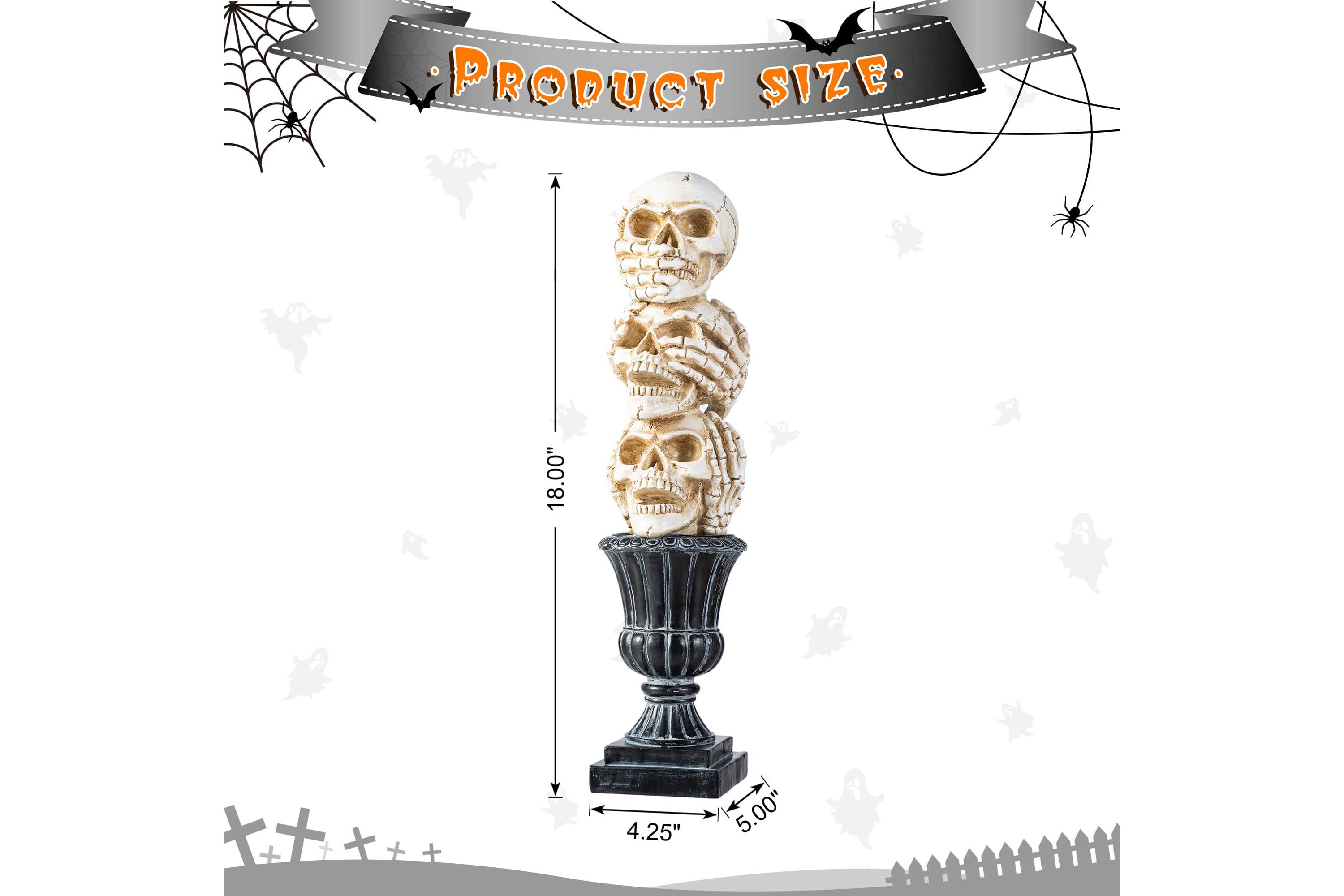 18H Halloween Resin Stacked Skull Table Decor
