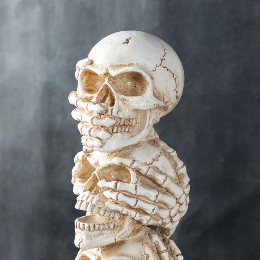 18H Halloween Resin Stacked Skull Table Decor