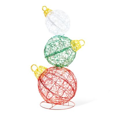Glitzhome 39.25"H Lighted Christmas 3D PVC Stacked Ornaments Outdoor Décor with 760 Green LED Lights (KD)