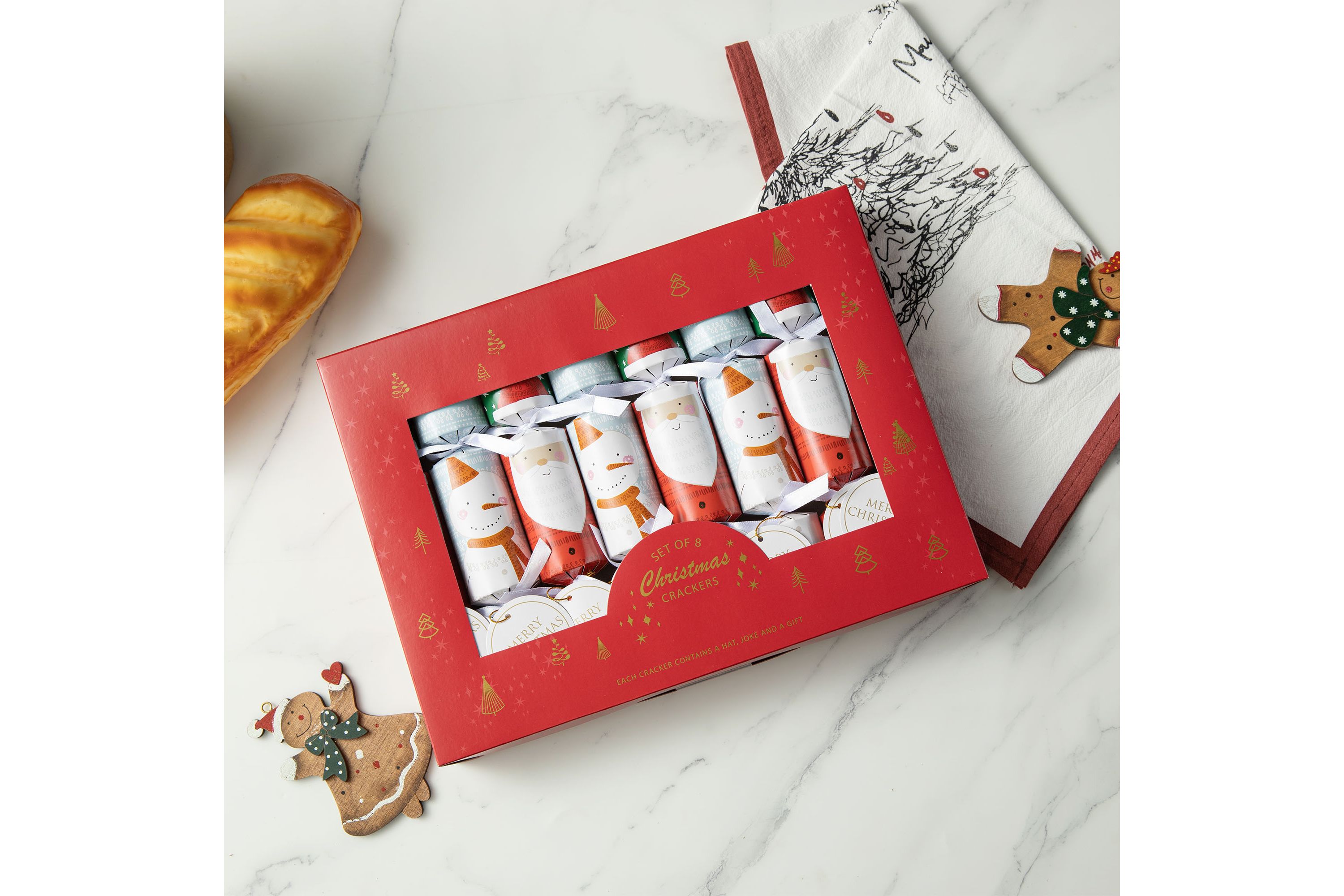 8PK 1.50D X 10.00H Christmas Santa & Snowman Party Cracker with Gift Contents