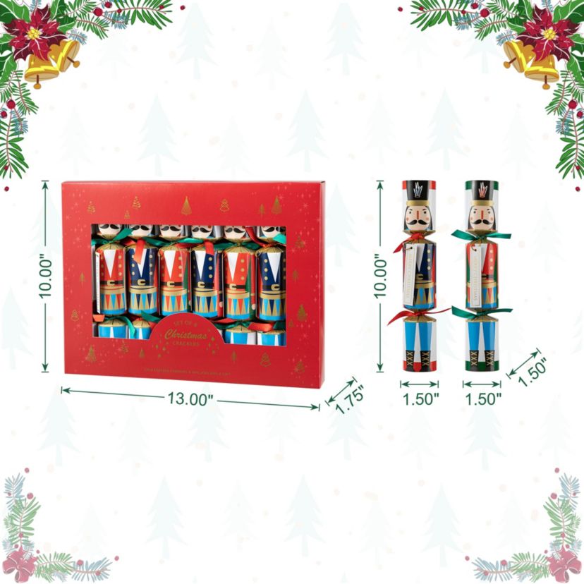 8PK 1.50D X 10.00H Christmas Nutcracker Party Cracker with Gift Contents