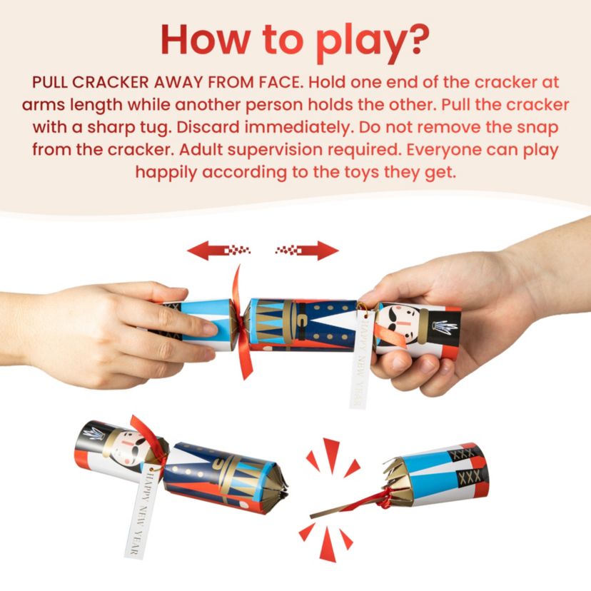 8PK 1.50D X 10.00H Christmas Nutcracker Party Cracker with Gift Contents