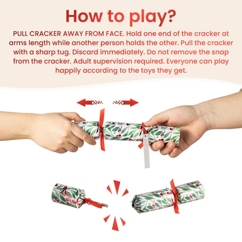 8PK 1.50D X 10.00H Christmas Holy Leaves Party Cracker with Gift Contents