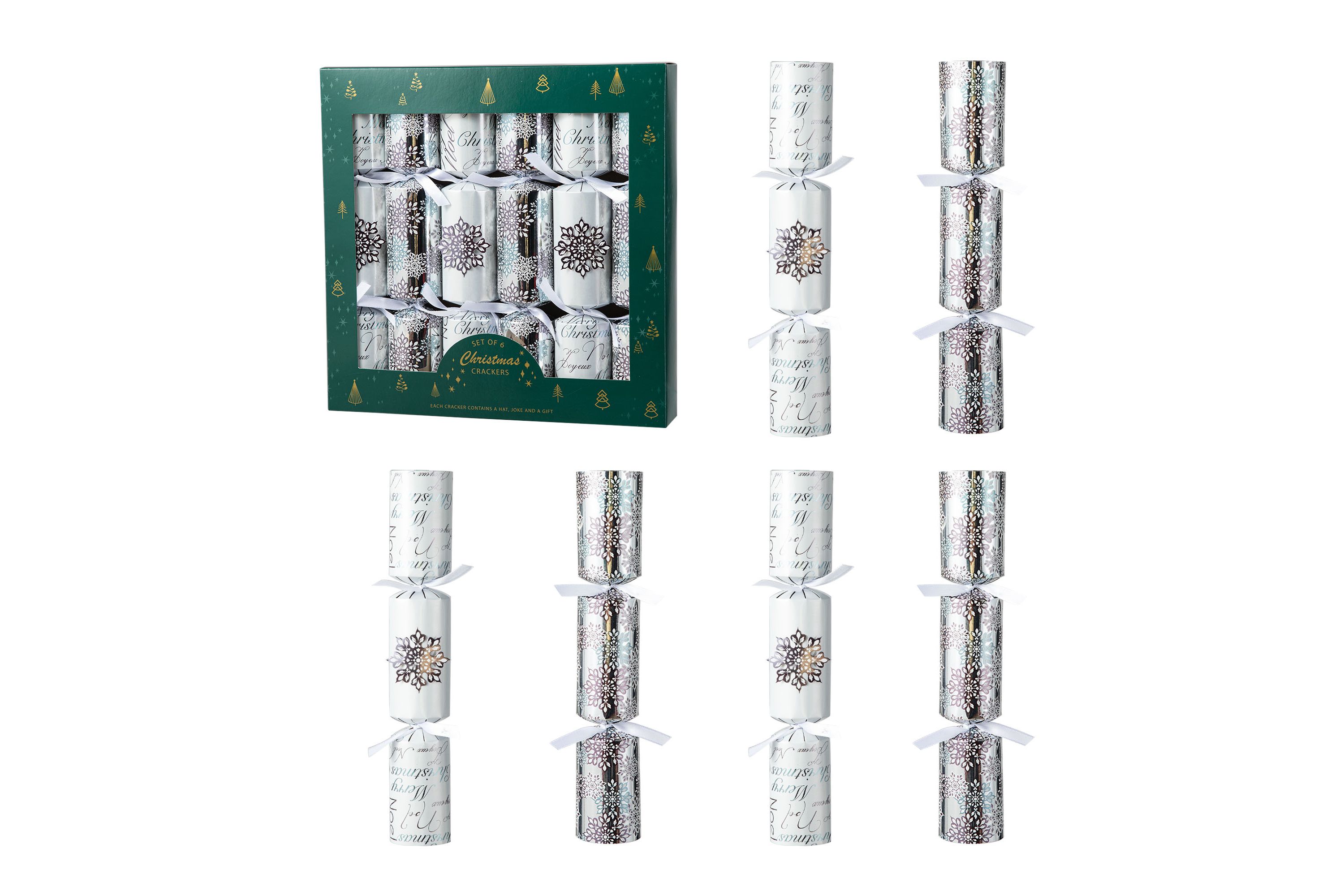 6PK 2D X 12.00H Christmas Snowflake Party Cracker