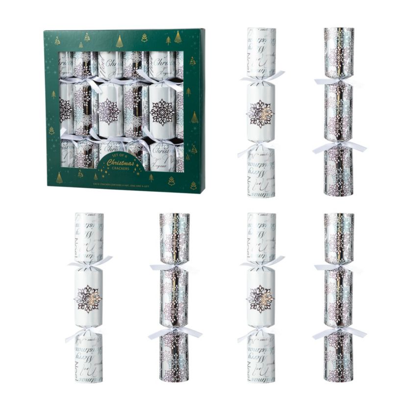 6PK 2D X 12.00H Christmas Snowflake Party Cracker