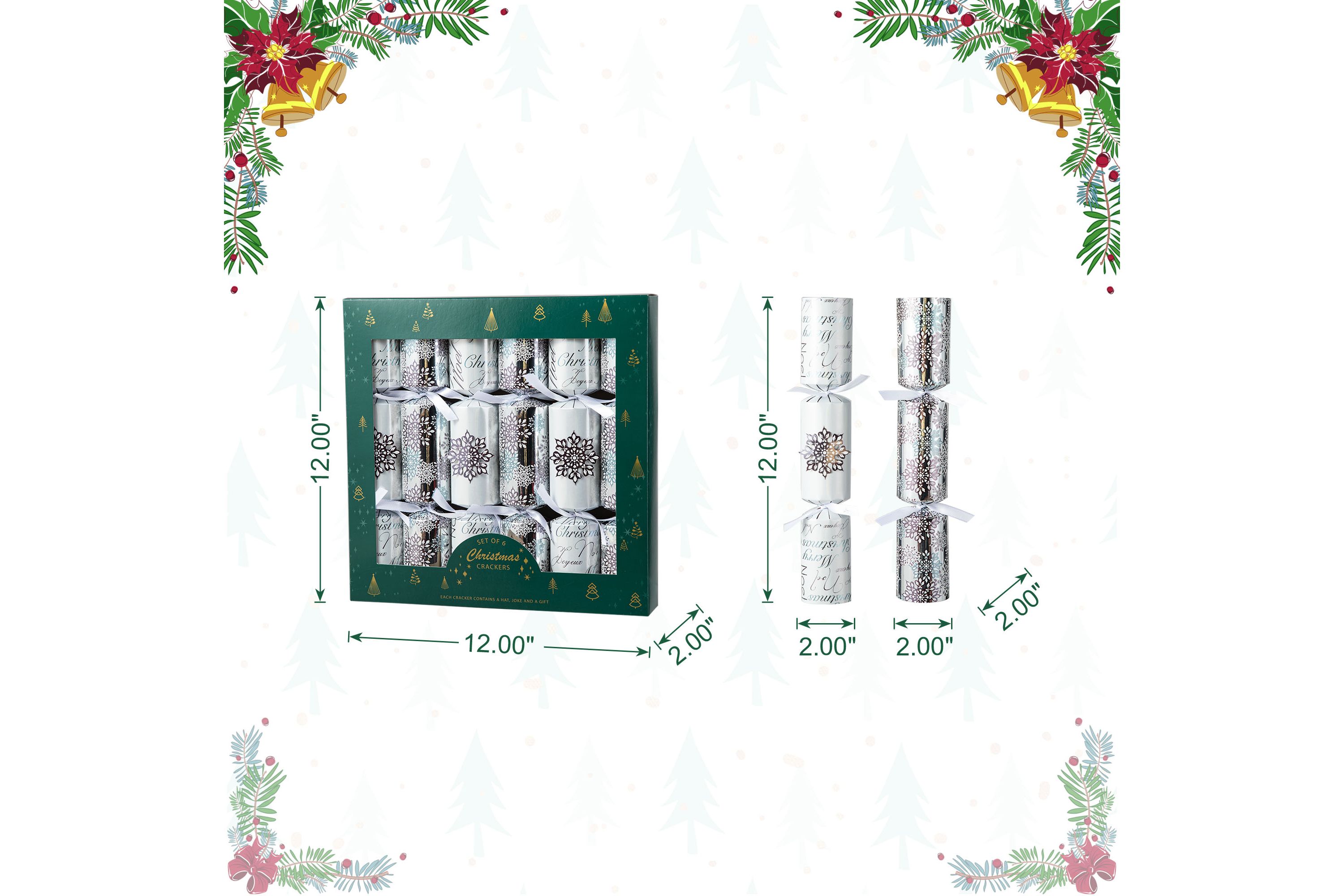 6PK 2D X 12.00H Christmas Snowflake Party Cracker