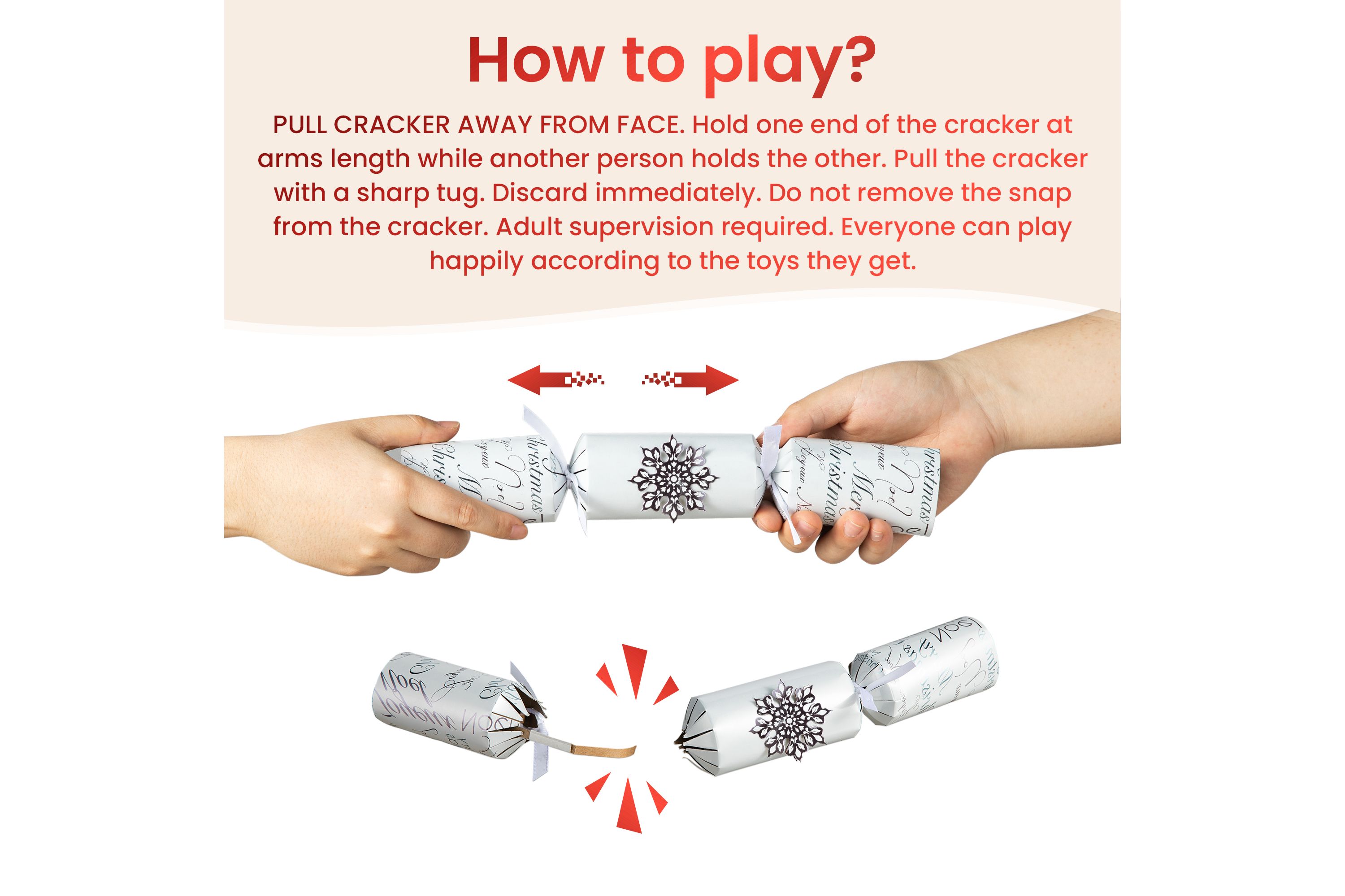 6PK 2D X 12.00H Christmas Snowflake Party Cracker