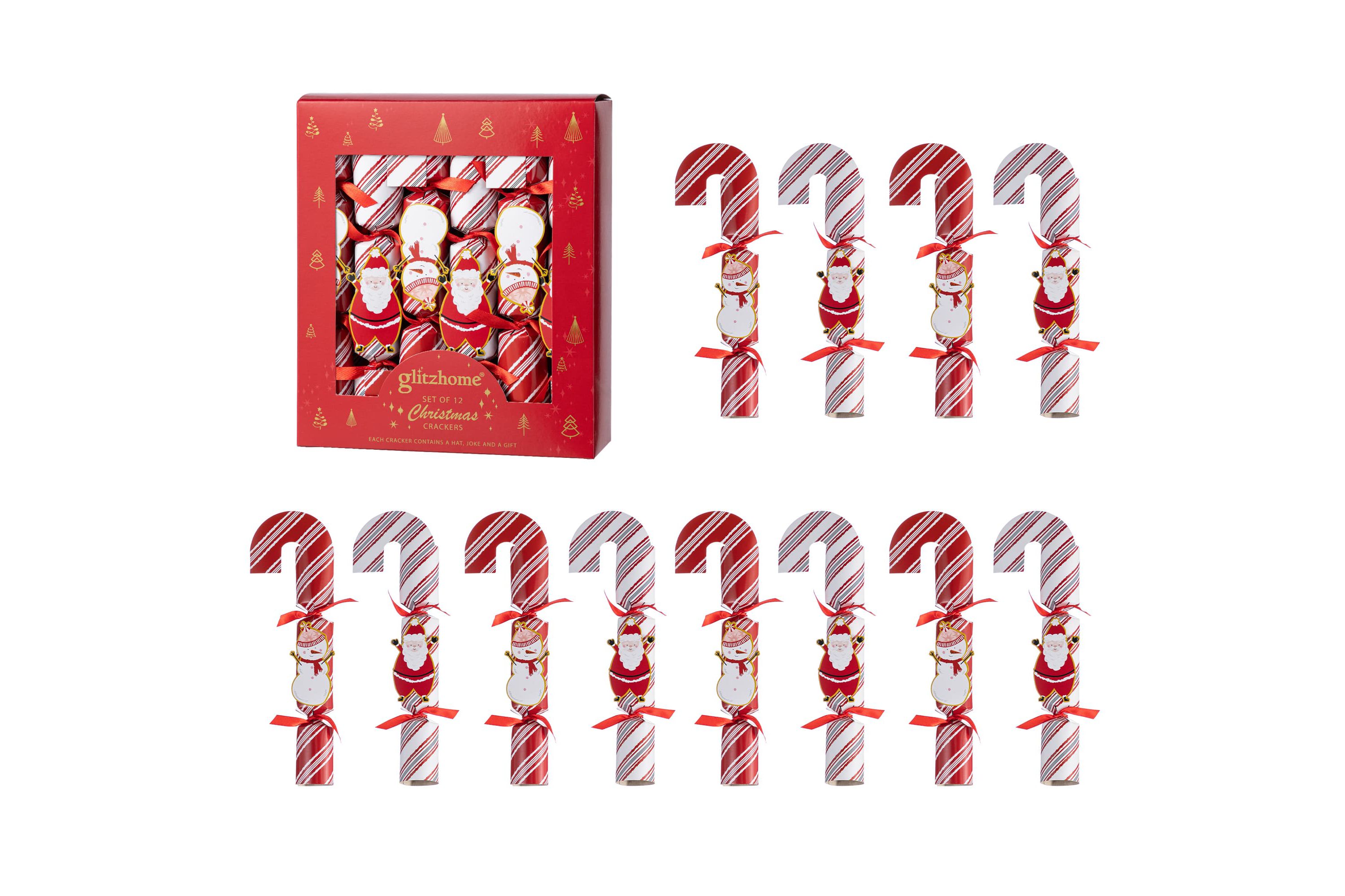 12PK 1.25D X 10.00H Christmas Candy Cane Party Cracker with Gift Contents