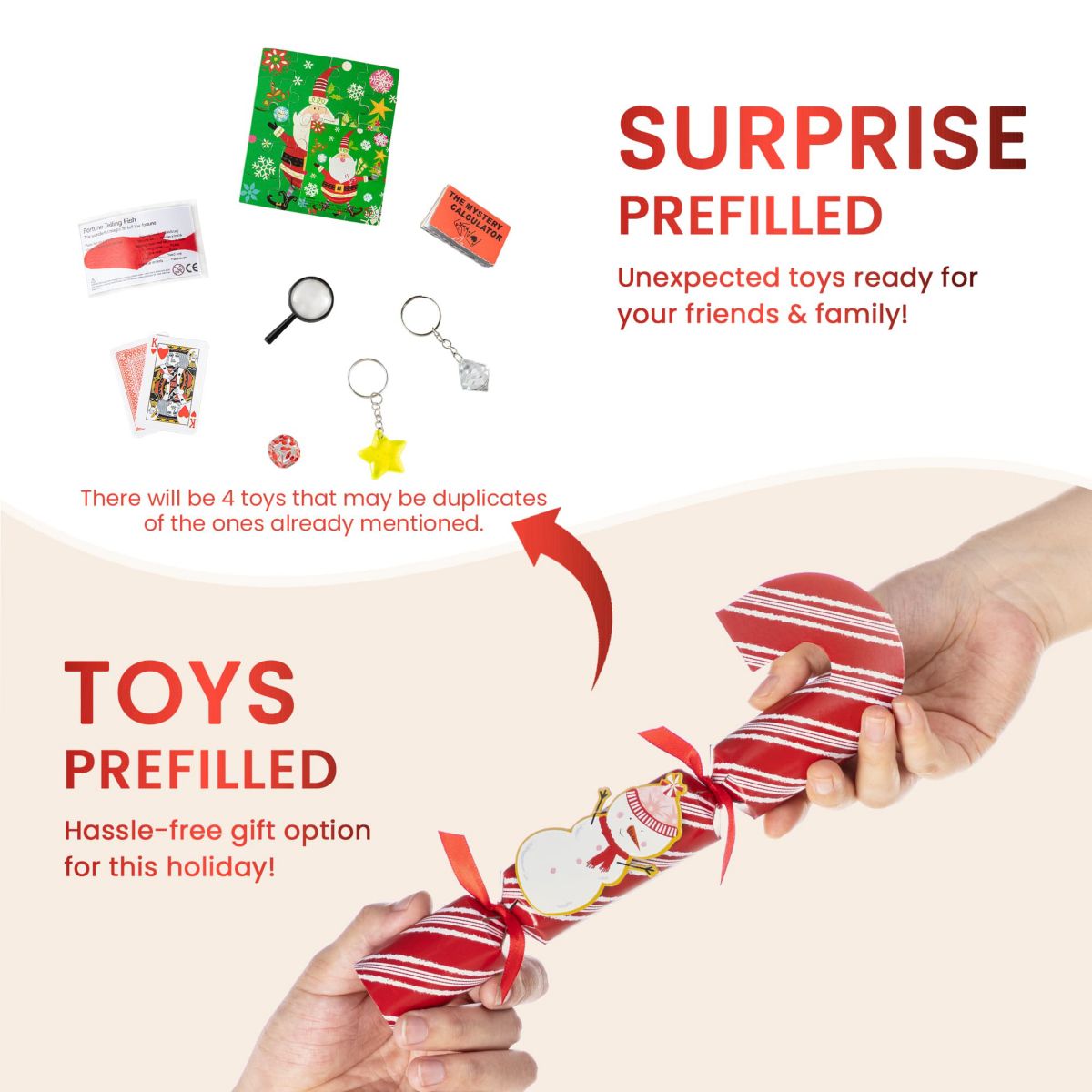 12PK 1.25D X 10.00H Christmas Candy Cane Party Cracker with Gift Contents