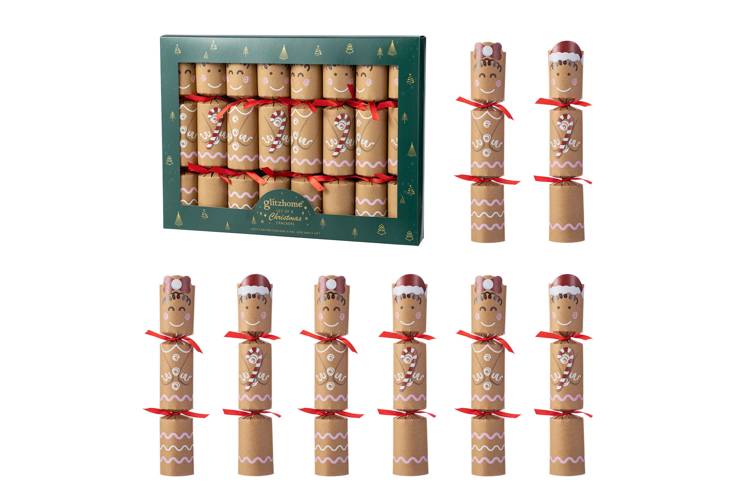 8PK 2.00D X 12.00H Christmas Gingerbread Man Party Cracker with Gift Contents
