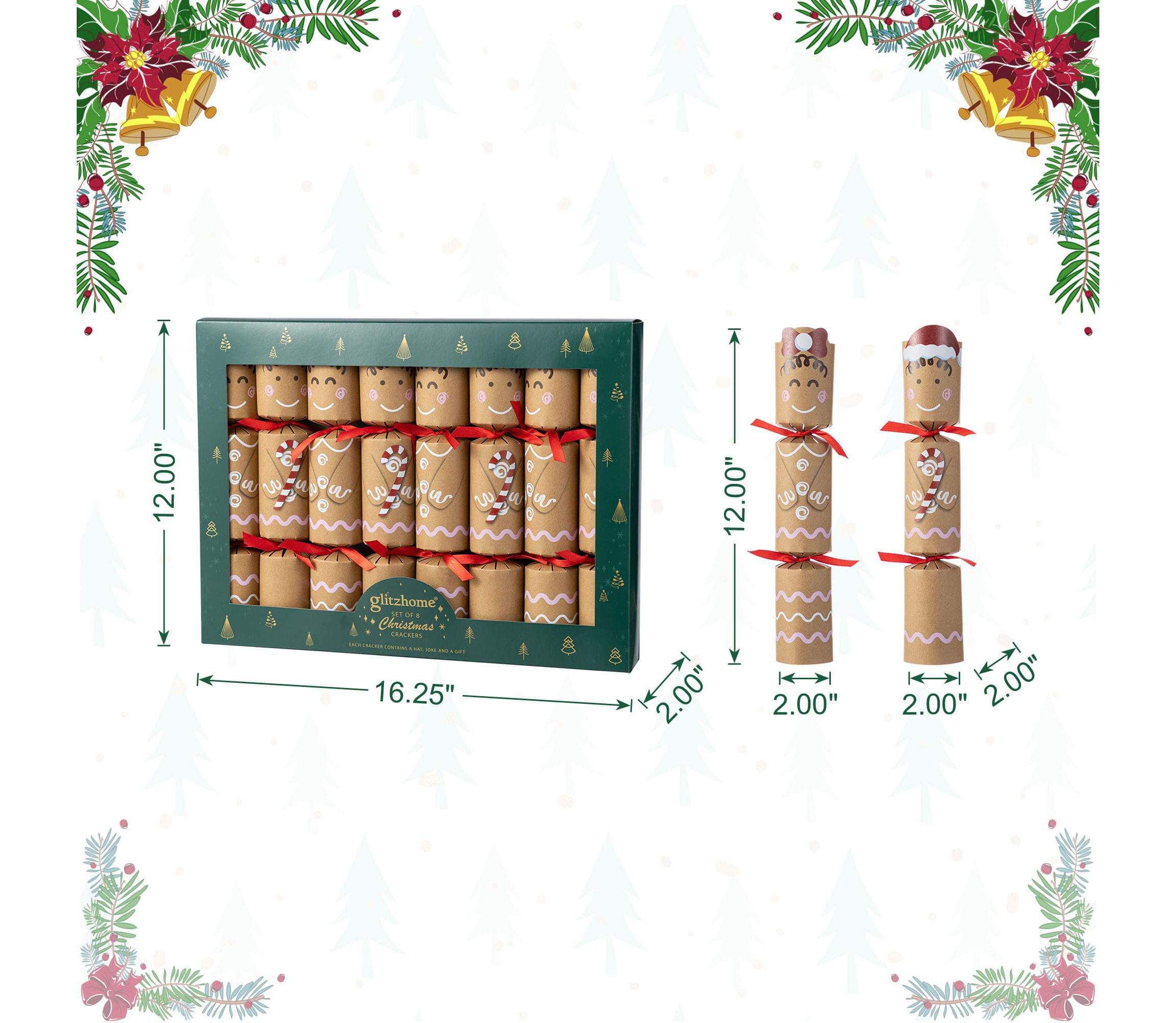 8PK 2.00D X 12.00H Christmas Gingerbread Man Party Cracker with Gift Contents