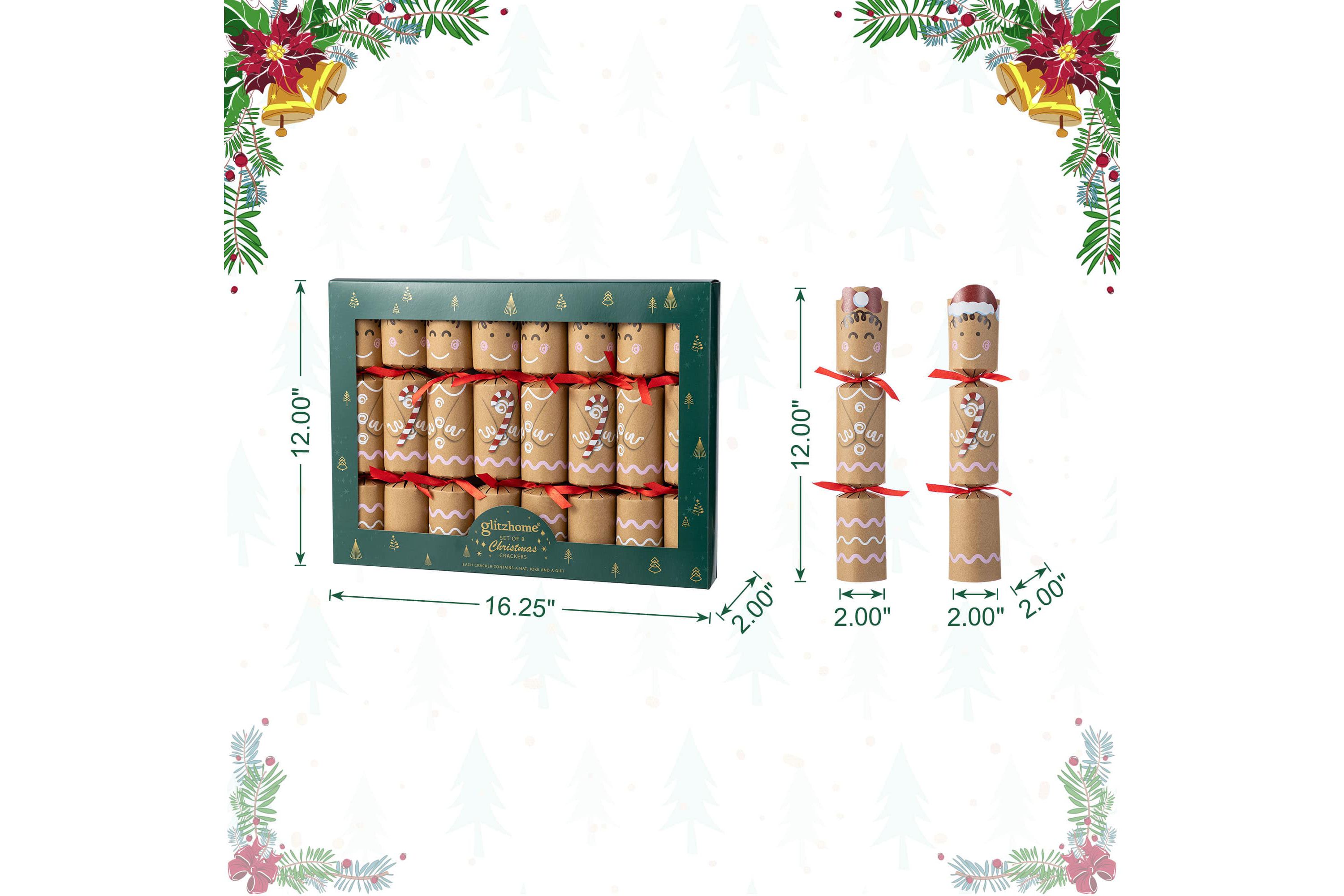 8PK 2.00D X 12.00H Christmas Gingerbread Man Party Cracker with Gift Contents