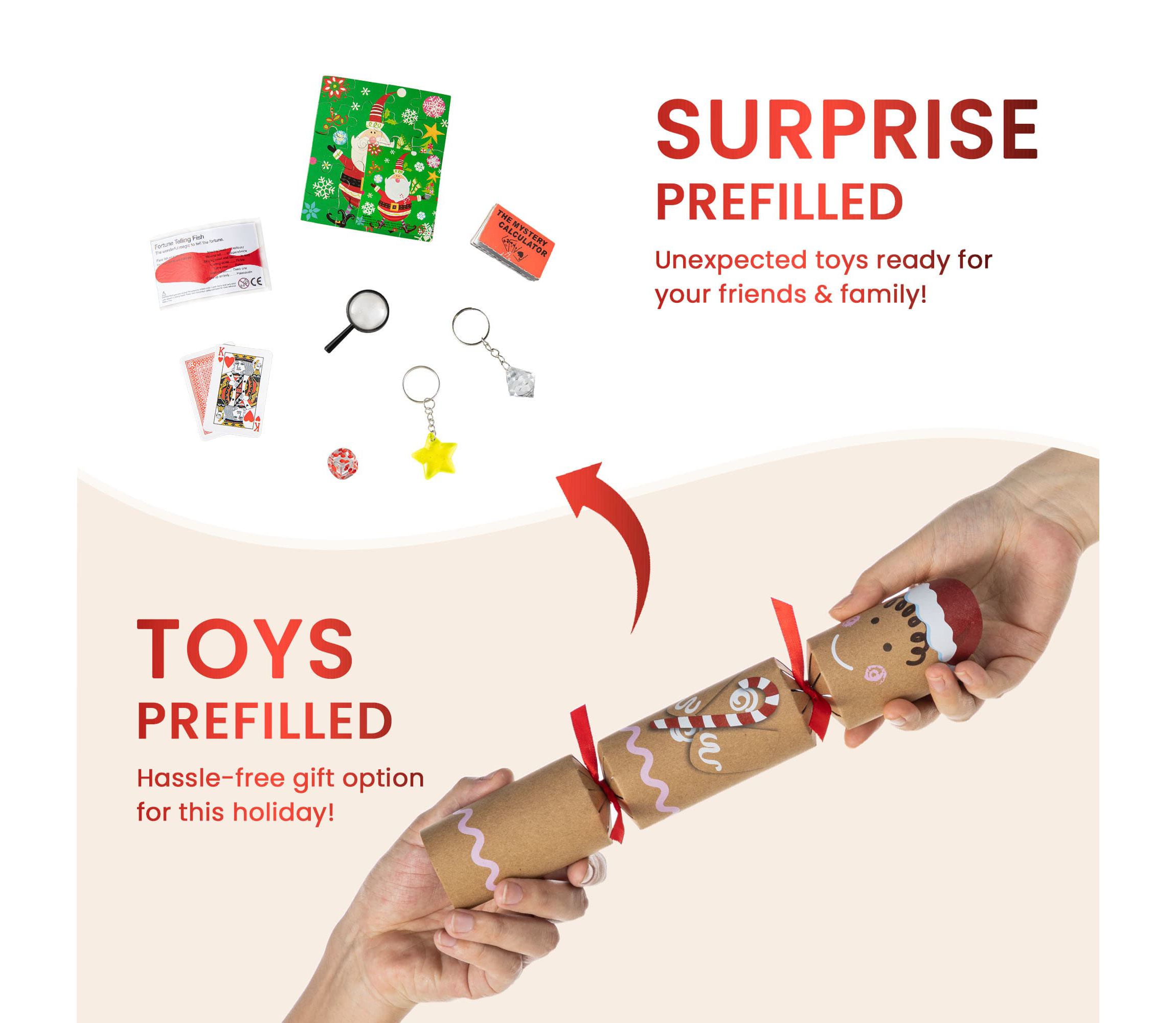8PK 2.00D X 12.00H Christmas Gingerbread Man Party Cracker with Gift Contents