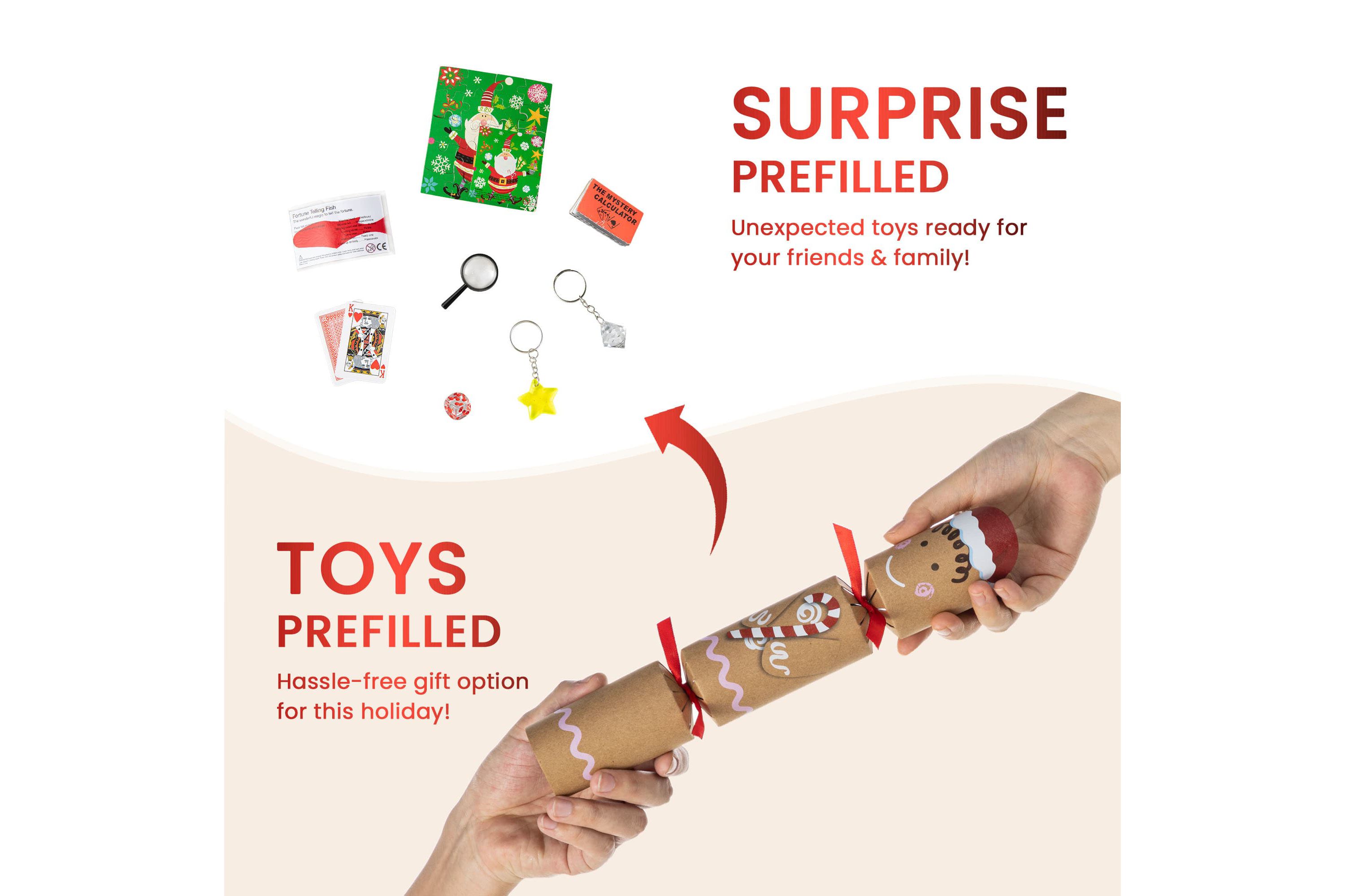 8PK 2.00D X 12.00H Christmas Gingerbread Man Party Cracker with Gift Contents