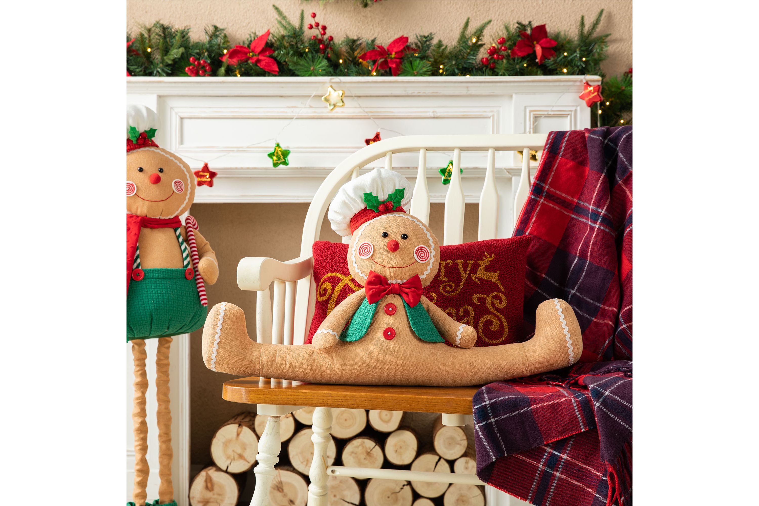 27L Christmas Fabric Gingerbreadman Doorstop