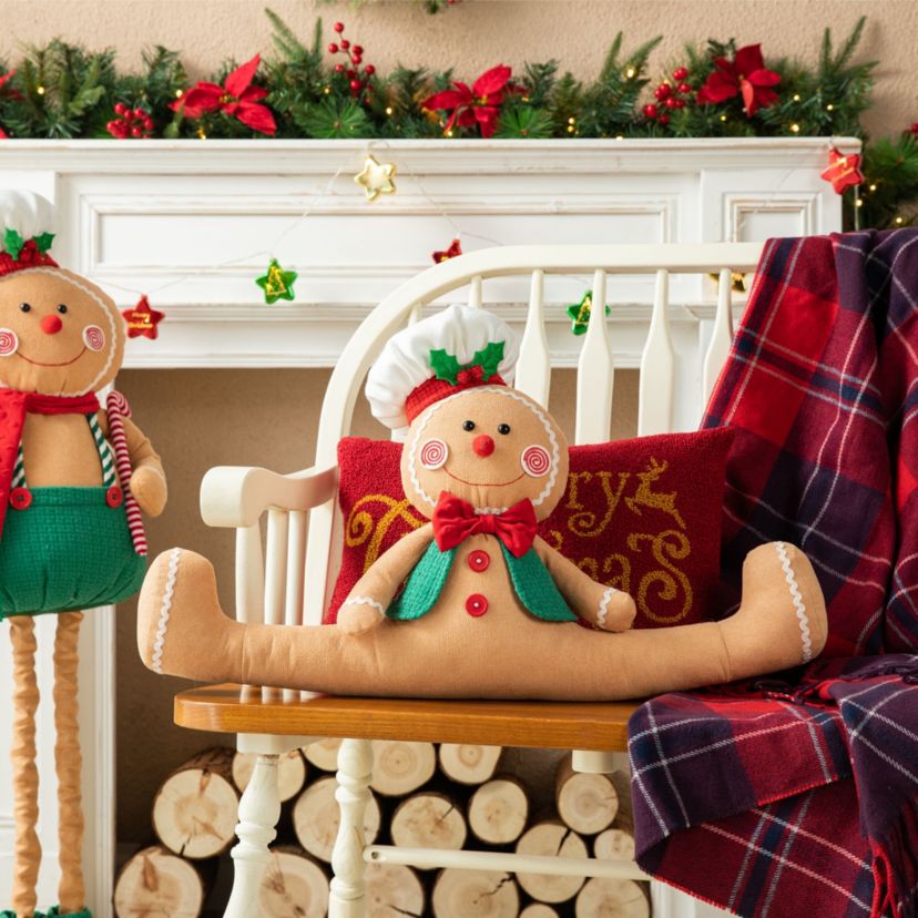 27L Christmas Fabric Gingerbreadman Doorstop