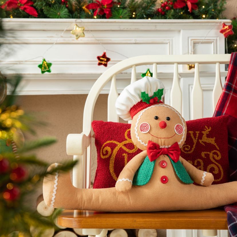 27L Christmas Fabric Gingerbreadman Doorstop