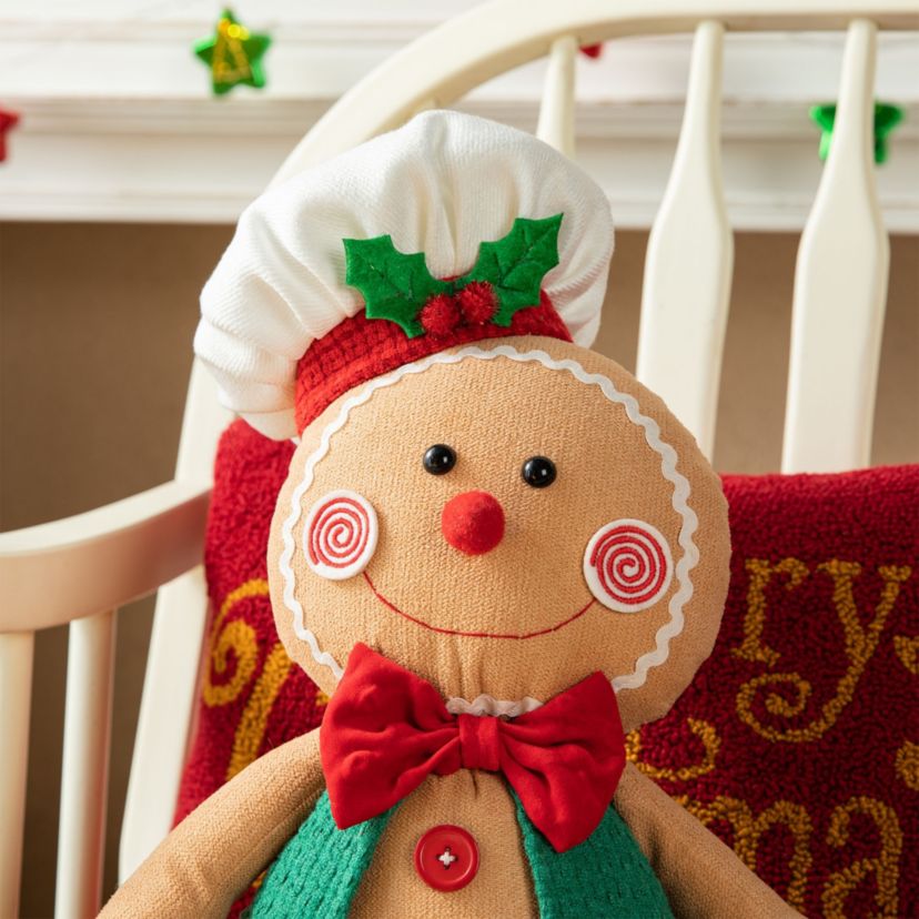 27L Christmas Fabric Gingerbreadman Doorstop