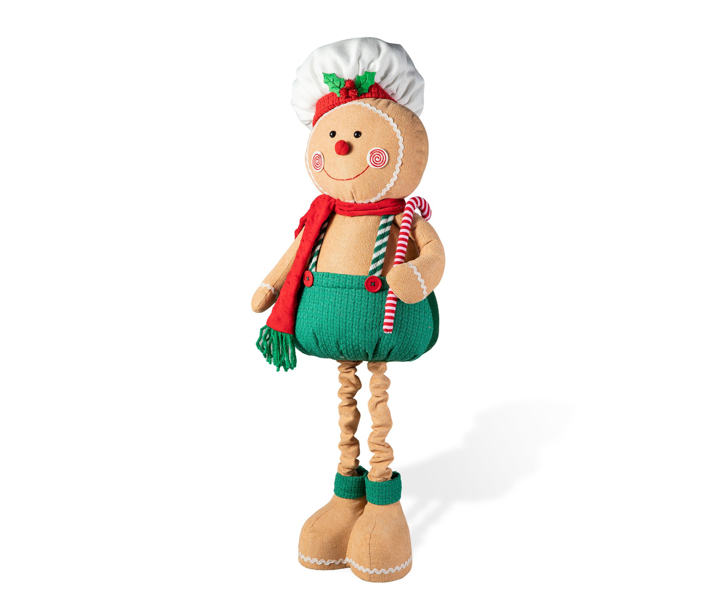 39"/26"H Telescoped Fabric Christmas Gingerbreadman Standing Décor