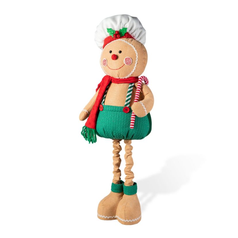 39"/26"H Telescoped Fabric Christmas Gingerbreadman Standing Décor