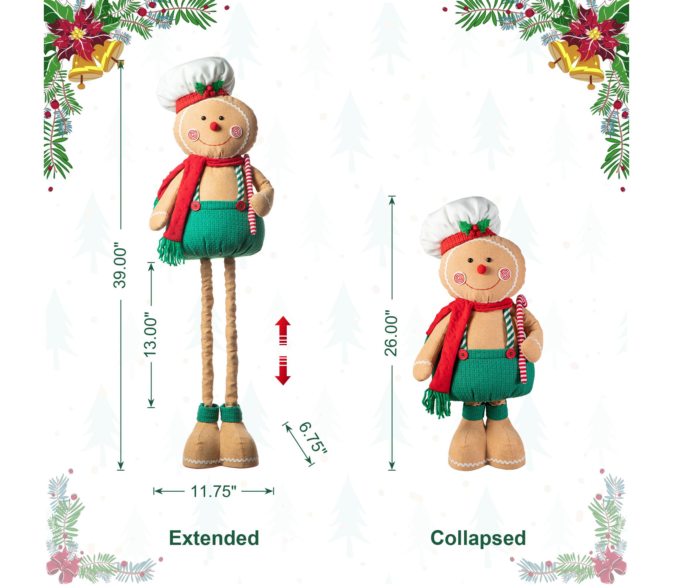 39"/26"H Telescoped Fabric Christmas Gingerbreadman Standing Décor