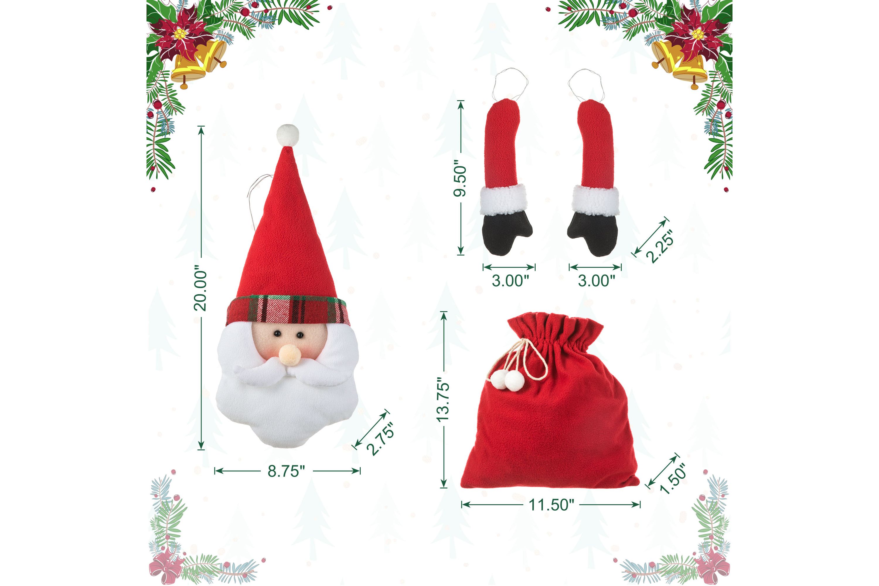 20“H Christmas Fabric Santa Ornament