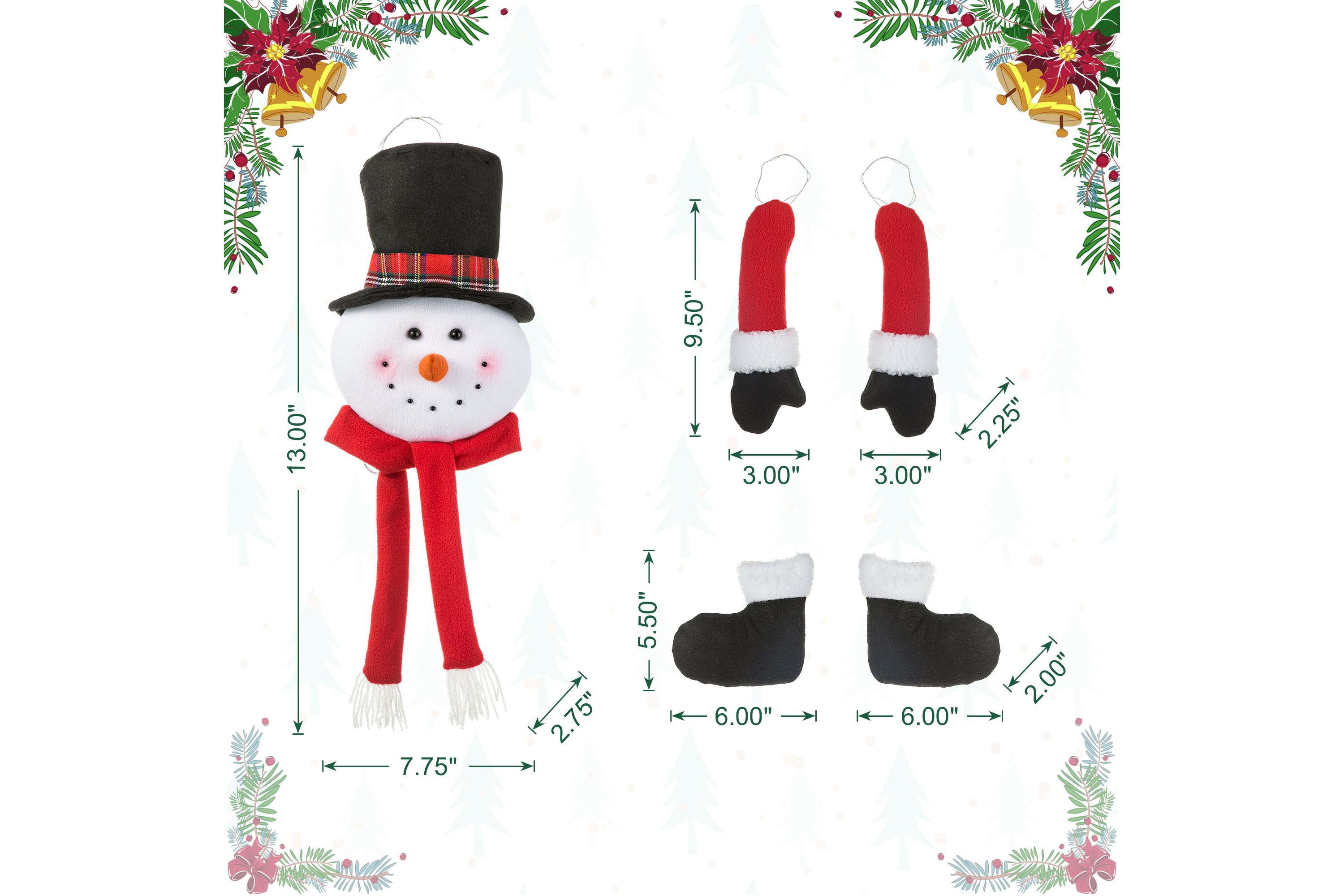 20“H Christmas Fabric Snowman Ornament